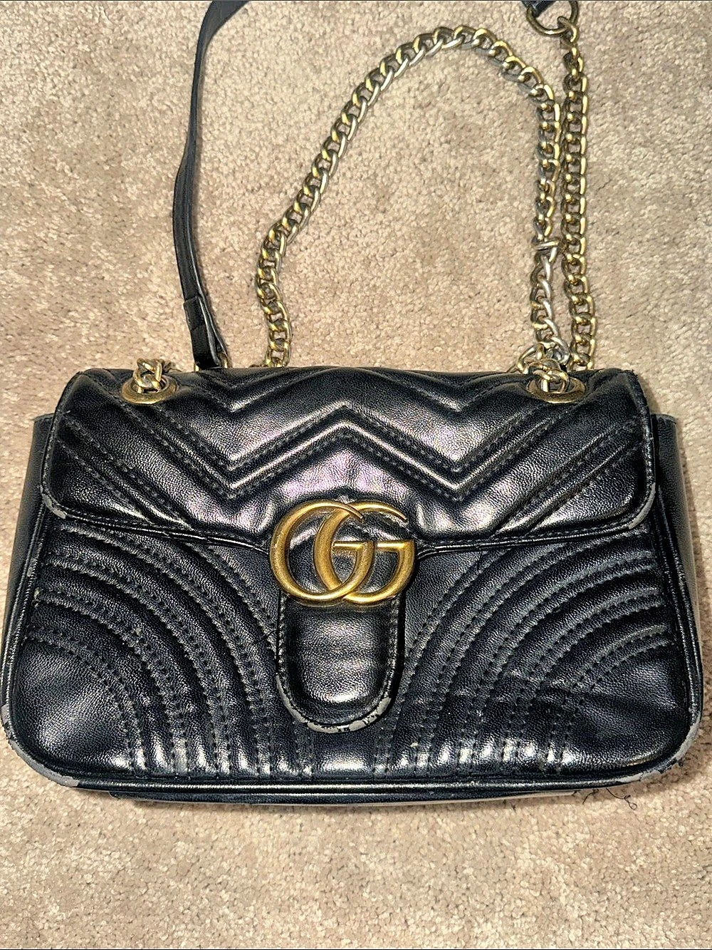 Gucci GG Marmont Small Matelassé Shoulder Bag Black